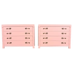 John Stuart French Regency Pink Lacquered Dresser Chests, Newly Refinished