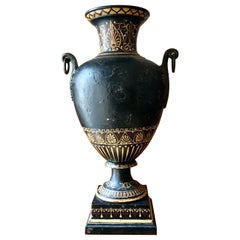 Vintage a Grand Tour Etruscan Cast Iron Painted Vase Urn 