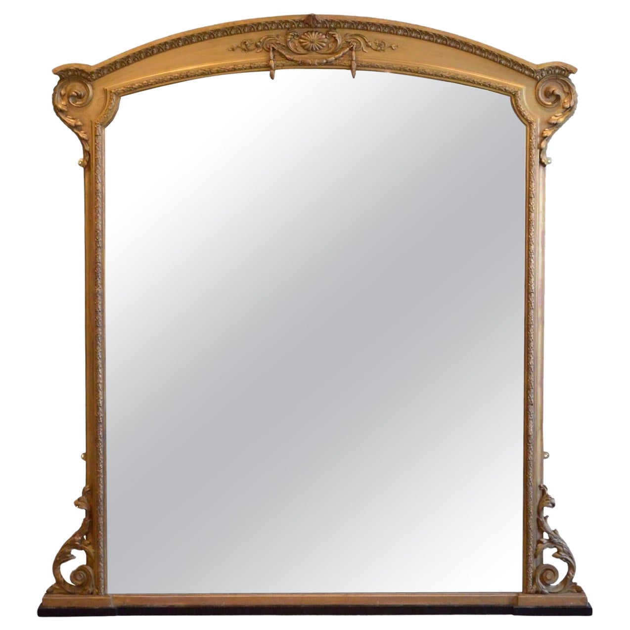 A Large Victorian Giltwood Overmantle Mirror H170cm For Sale