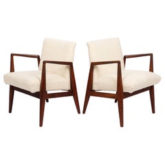 Vintage Mid Century Cream Upholstered Lounge Chairs by Jens Risom