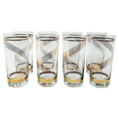 Vintage Culver Gold Highball Glasses - Set of 8