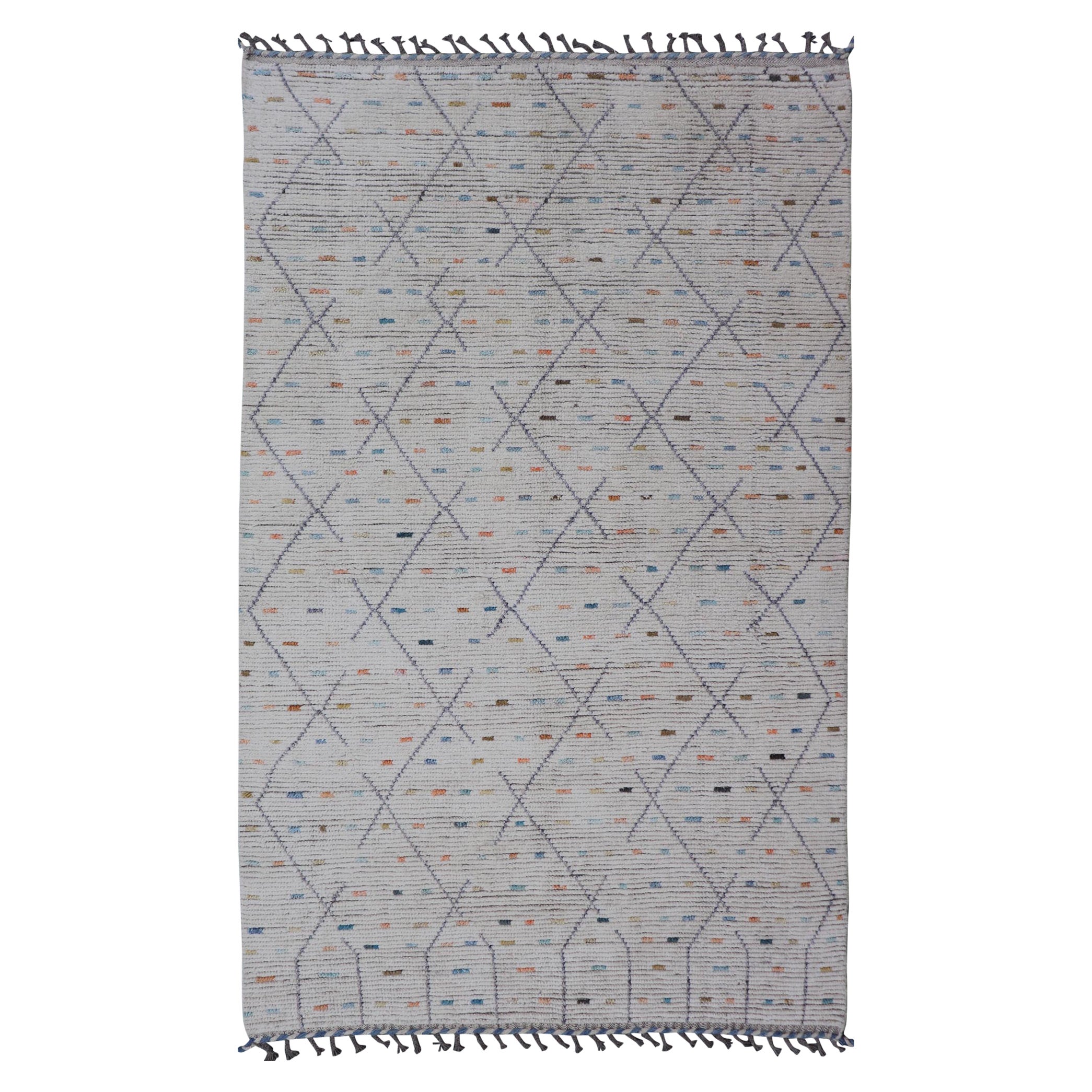Modern Tribal Rug in Wool with Sub-Geometric Design By Keivan Woven Arts  For Sale