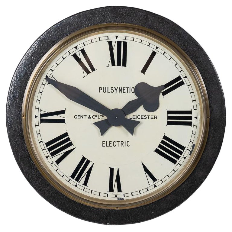 Large Reclaimed Electric Railway Wall Clock By Gent & Co Ltd Leicester
