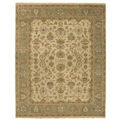 Luxury Traditional Hand-Knotted Mahal Beige & Light Green 12x22 Rug