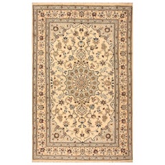 Handgefertigter Nain-Teppich im persischen Stil im Vintage-Stil mit Seide 6.1' x 9.6', 1970er Jahre - 1T37