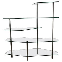 Used Modern Freeform Steel and Glass Shelving Unit