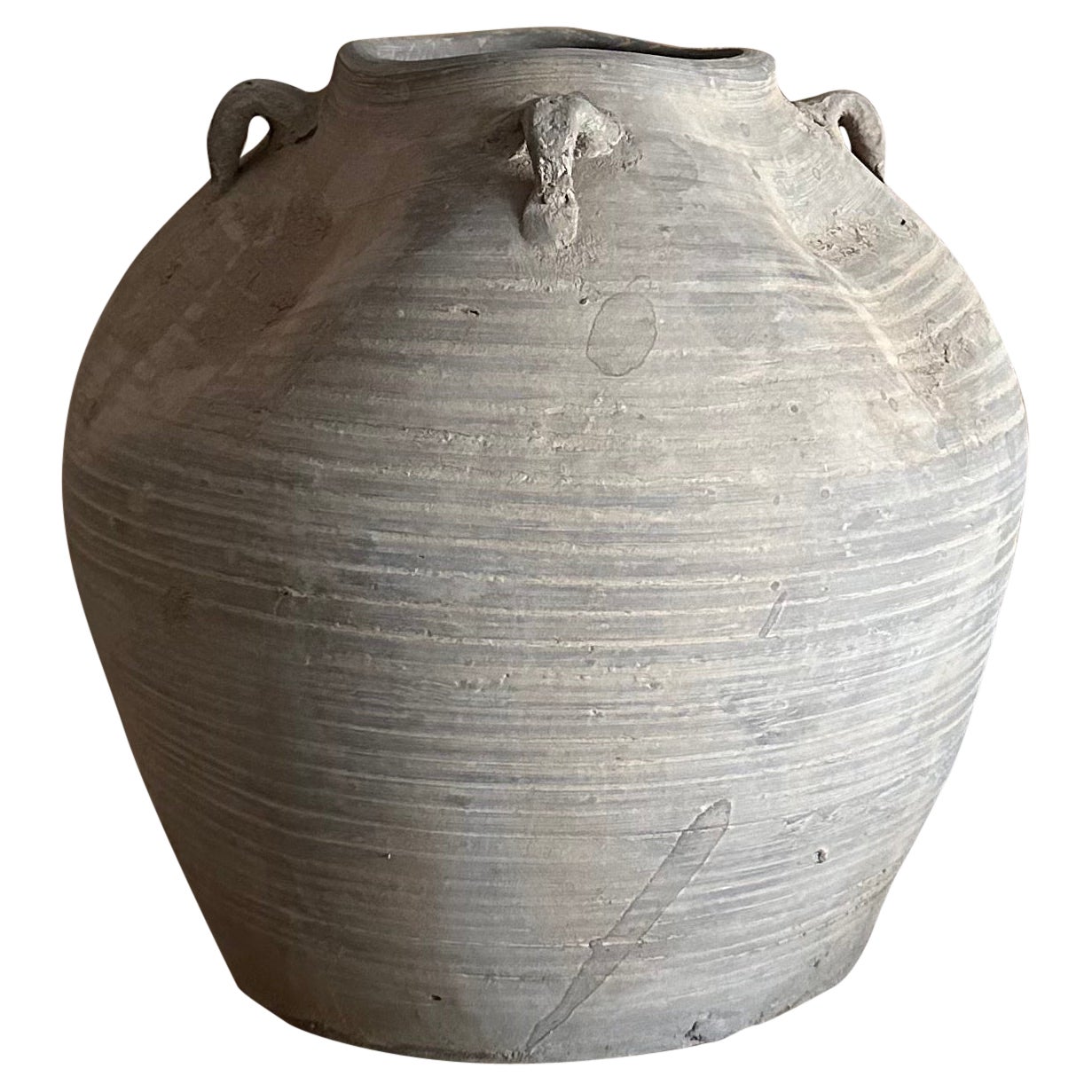 Wabi Sabi Matte Pottery in Faded Gray Medium Size For Sale