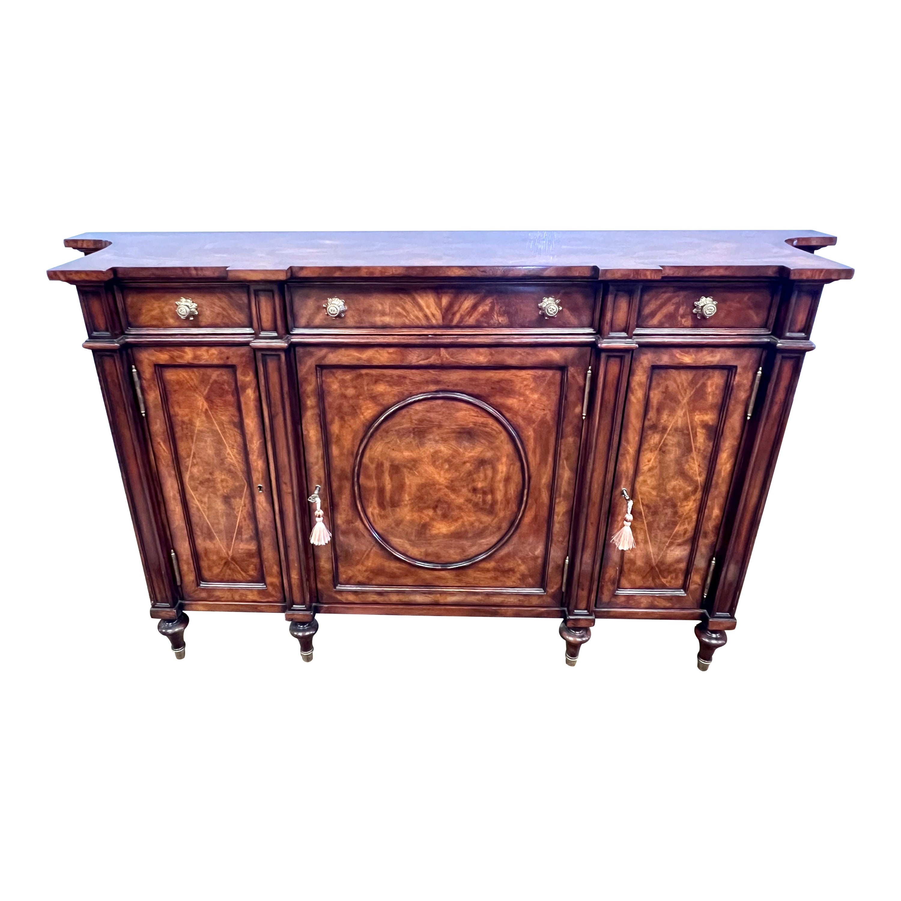 Theodore Alexander Flame Mahogany Concave Credenza Sideboard Buffet