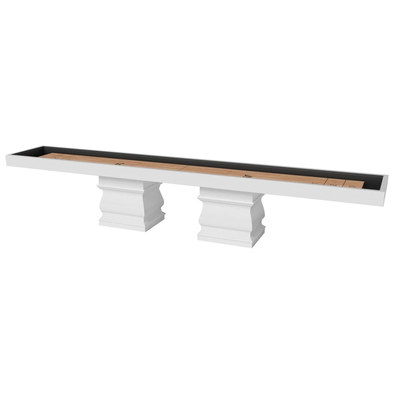 Elevate Customs Baluster Shuffleboard Table/Solid Pantone White Color in 12'-USA