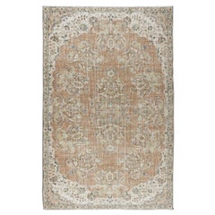 6.5x10.2 Ft Tapis Vintage Oushak noué à la main,  Tapis de Turquie aux couleurs douces