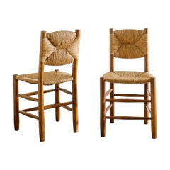 Pair of Mid Century Charlotte Perriand Meribel "N. 19" Dining Side Chairs, 1950s