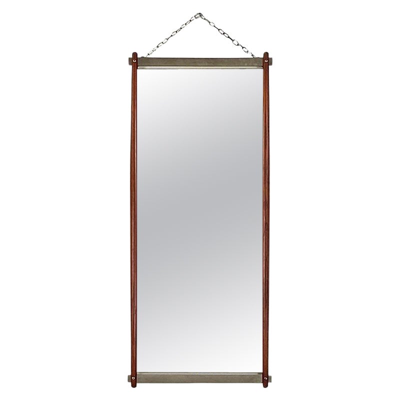 Italian wall mirrors with wood and steel frame, by Stildomus ca. 1960.