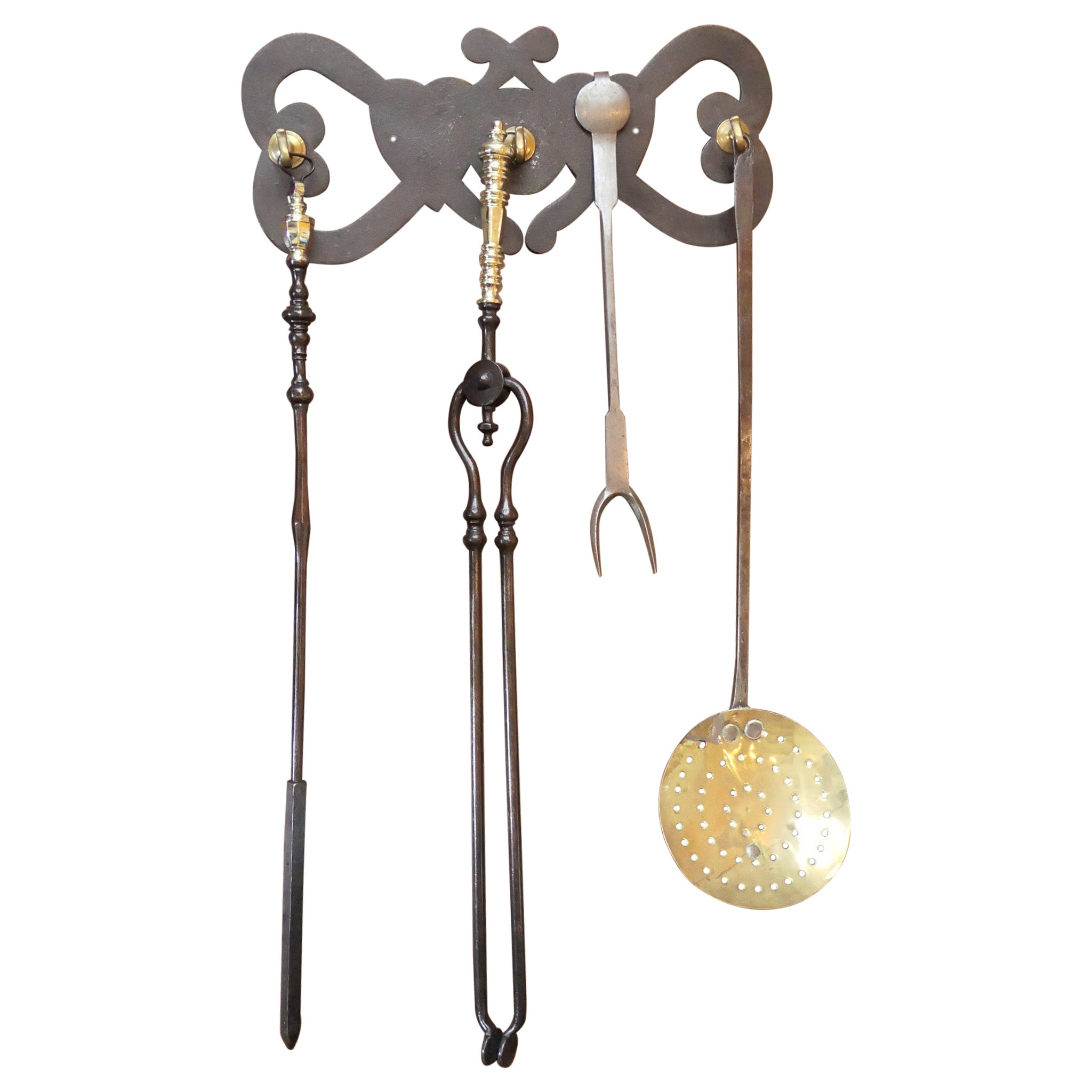 Antique Dutch Fireplace Tools or Fire Tools, 18th/19th Century For Sale