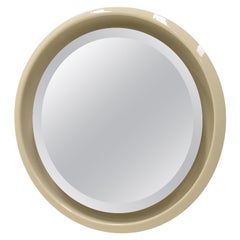 Large round ceramic mirror with lighting, 1960s.