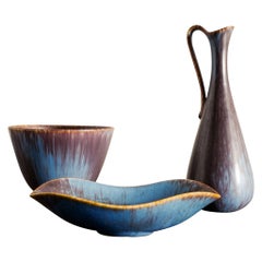 Mid Century Ceramic Bowl Dish & Vase by Gunnar Nylund for Rörstrand Sweden 1950s