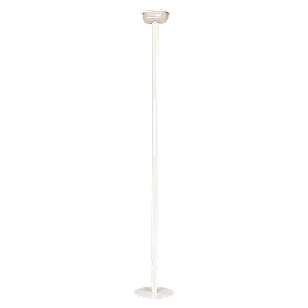 Floor lamp, modern Italian, white metal and knurled glass, ca 1980s For Sale