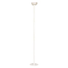 Used Floor lamp, modern Italian, white metal and knurled glass, ca 1980s