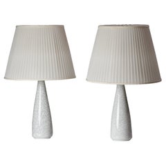 Vintage Pair of Enameled Ceramic Table Lamps by Toini Muona for Arabia, 1940s 