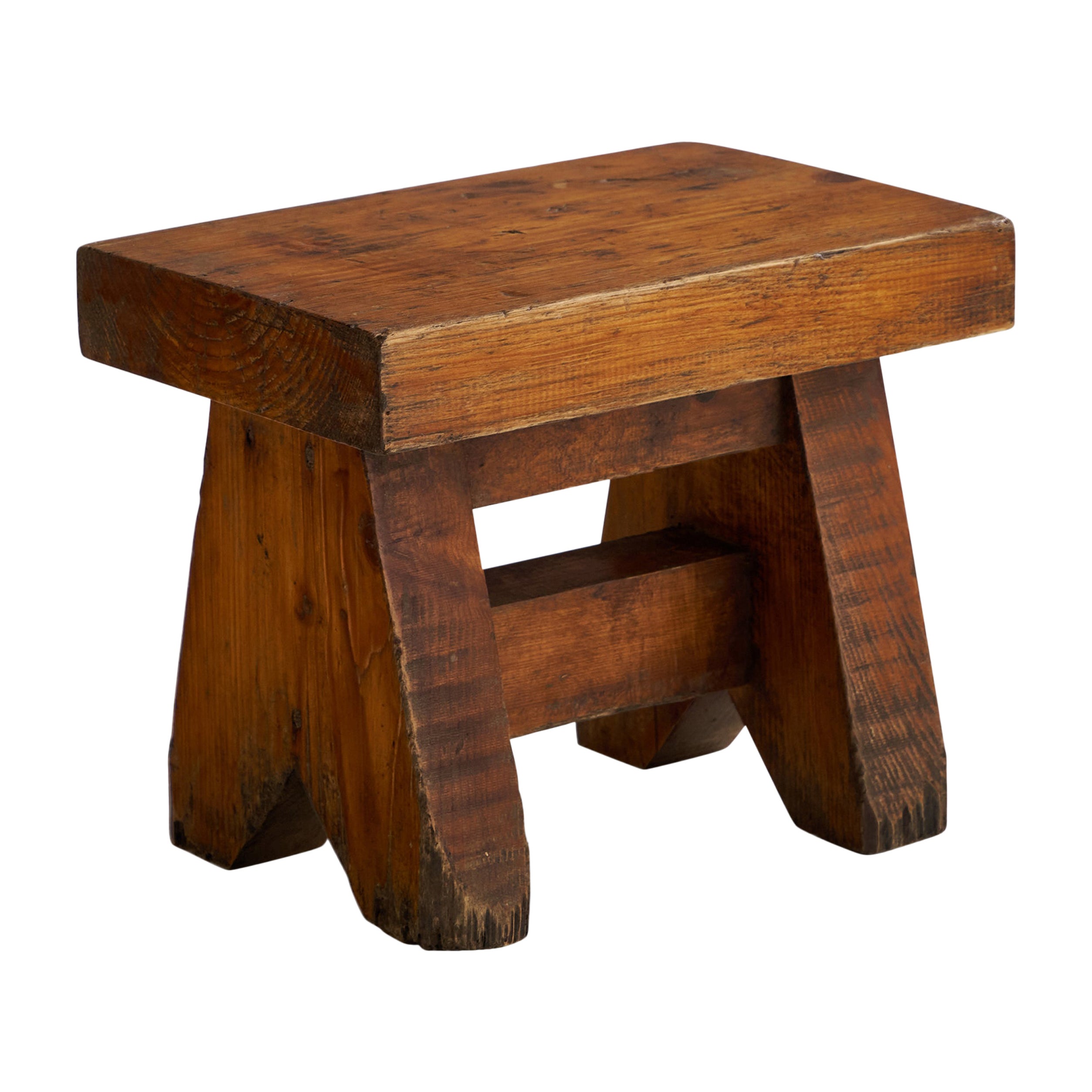 Italian Designer, Small Stool, Oak, Italy, 1930s For Sale