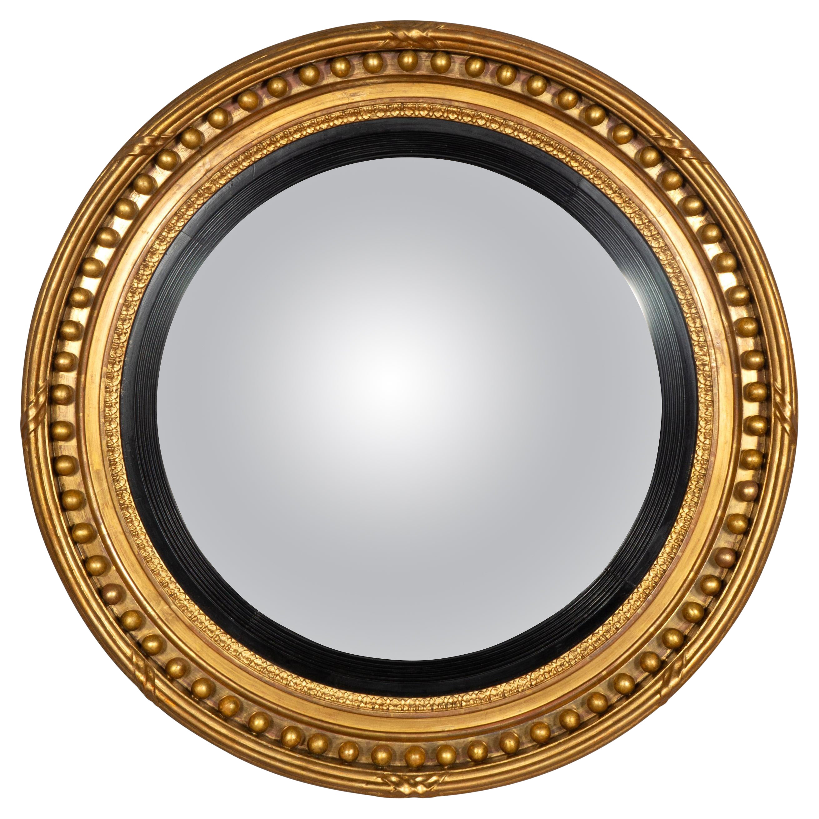 Regency Giltwood Convex Mirror For Sale