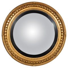 Antique Regency Giltwood Convex Mirror