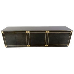 Retro Black Lacquered Sideboard in Brass by Pierre Cardin, 1980s