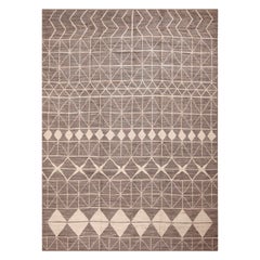 Nazmiyal Collection Gray and Cream Color Tribal Design Modern Rug 9'10" x 13'2"