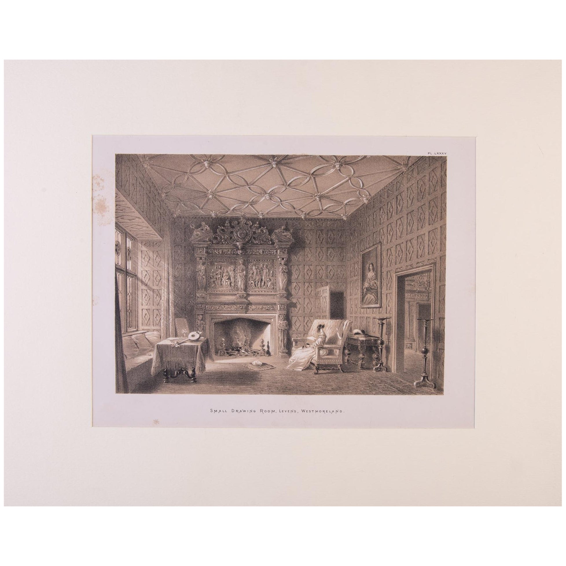 "Small Drawing Room", Levens, Westmoreland by Joseph Nash For Sale