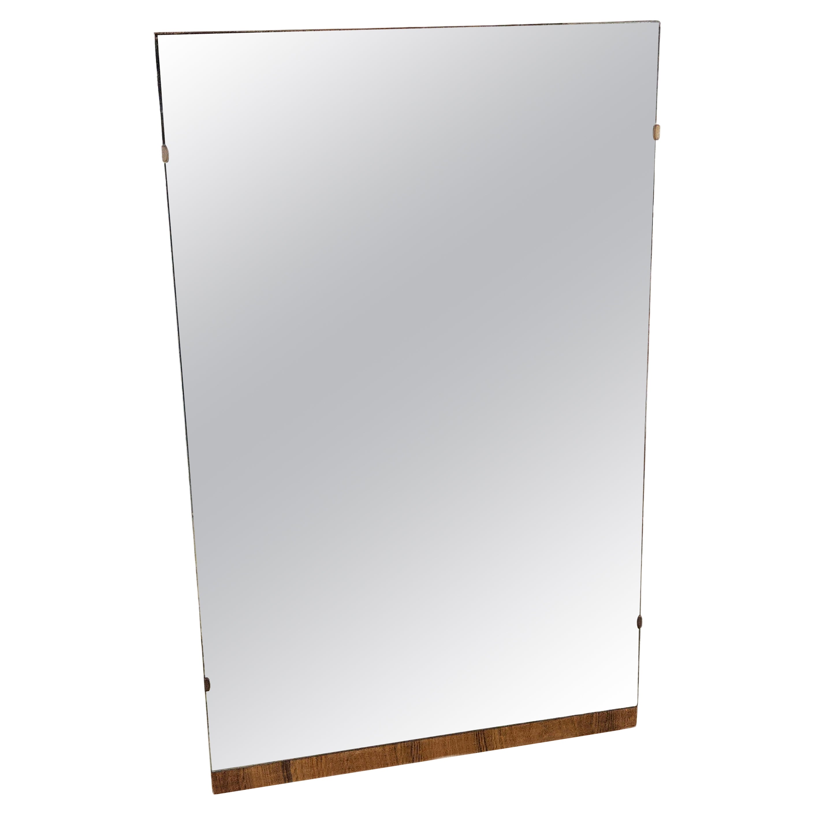 Miroir rectangulaire Art Déco avec base en bois de bruyère en vente