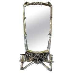 Antique Jugendstil Wall Mirror in pewter