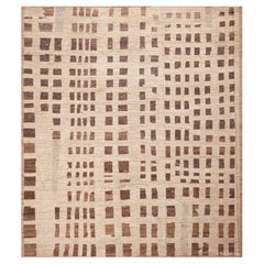 Nazmiyal Collection Modern Cream Brown Tribal Room Size Area Rug 11'10" x 13'7" (tapis de sol)
