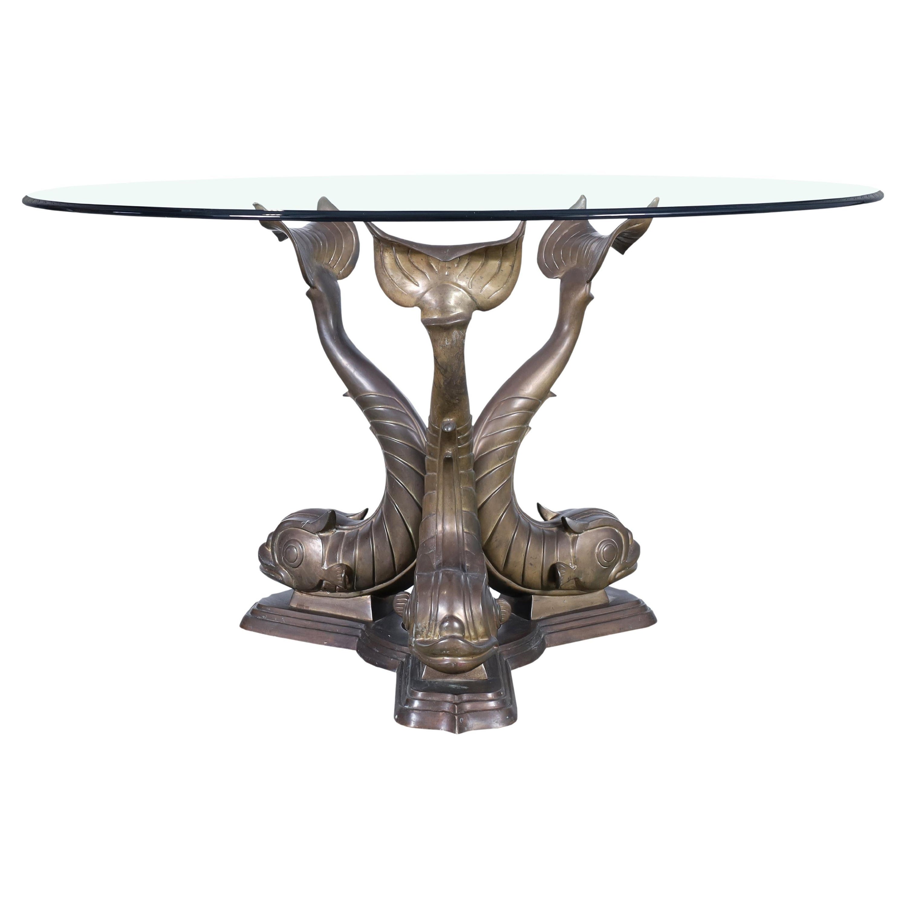 Monumental Bronze Koi Fish Dining Table For Sale