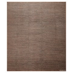 Collection Nazmiyal Brown Earthy Brown Checkerboard Design Modern Rug 13'5" x 15'7" (tapis moderne à damier)