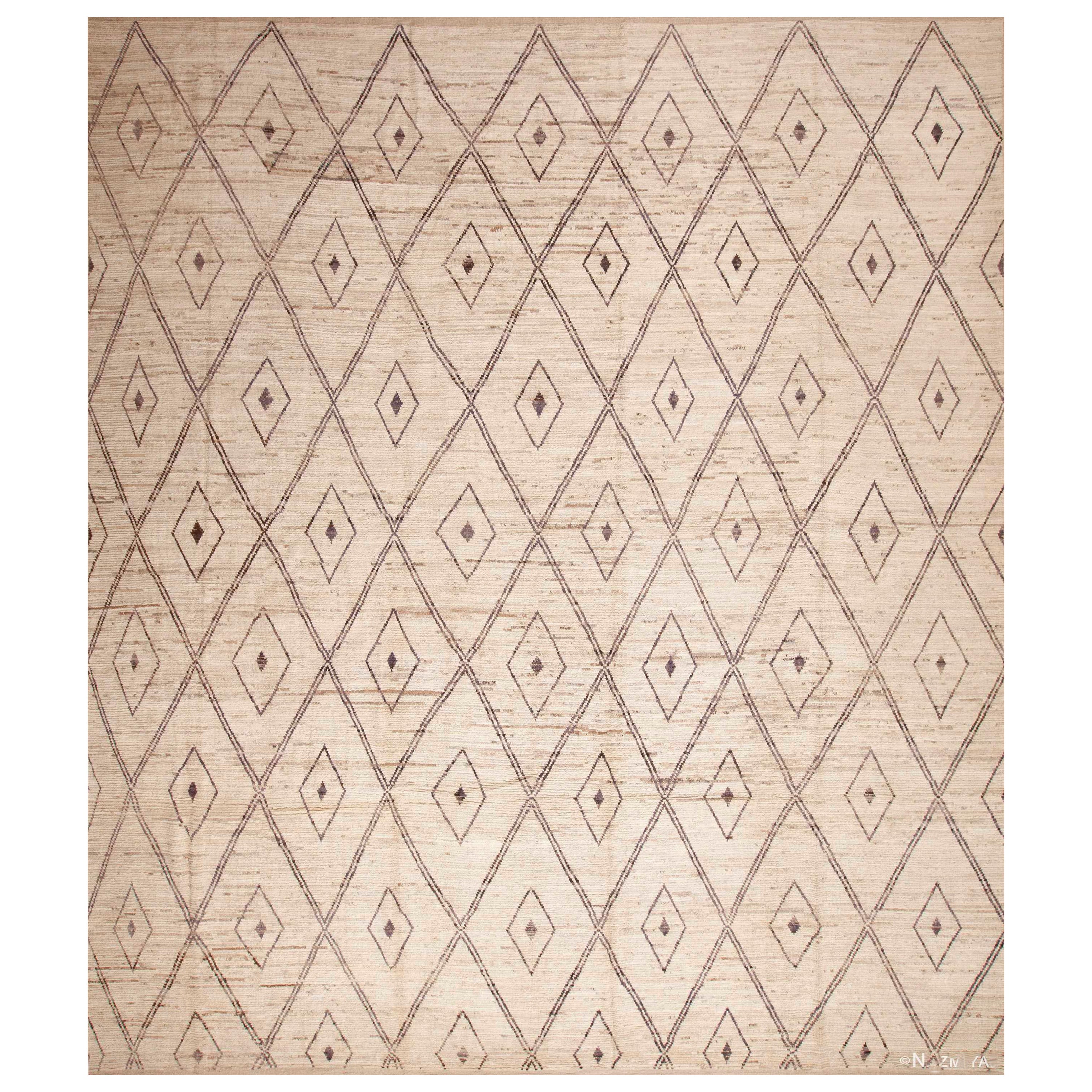 Tapis Beni Ourain de la collection Nazmiyal, motif tribal berbère moderne, 13'9" x 15'10"