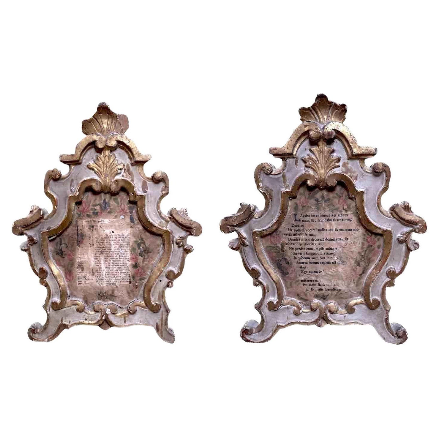 Pair of Italian Louis XV Wooden Carved Lacquered and Gilded Frames 18th ...