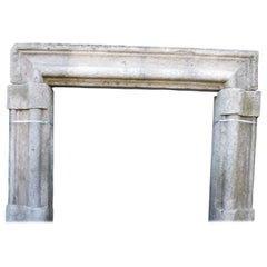Antique Mantle fireplace in gray stone, salvator rosa, italy
