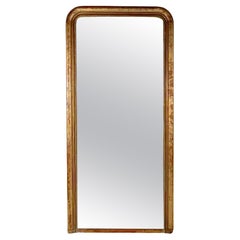 Très grand miroir de pilier Louis Philippe en bois doré, 19ème siècle