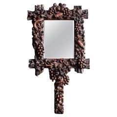 19th Century Hand Carved Exceptional Hand Mirror 