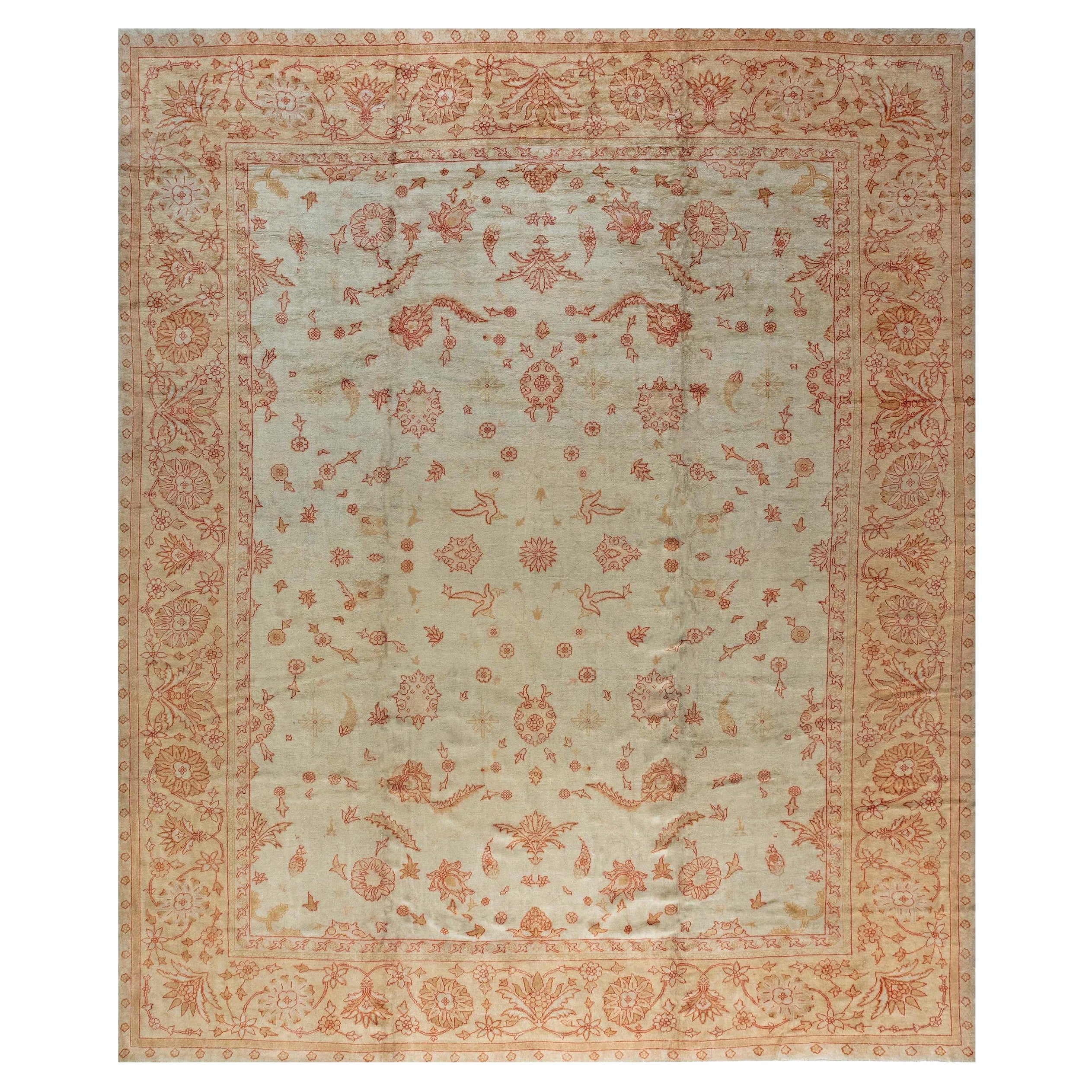 Authentic Turkish Oushak Beige Handmade Wool Rug