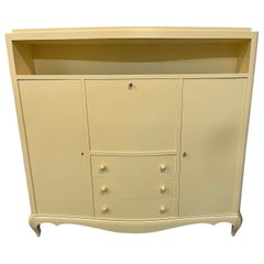 Ivory Lacquered French Art Deco Cabinet or Writing Desk in the style of Arbus