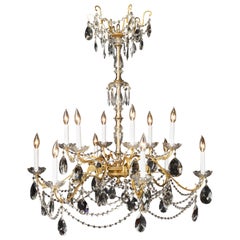 Antique French Louis XVI Bronze and Crystal Chandelier, Pair Available, 19th Century