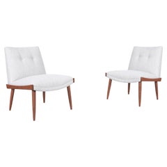 Retro Mid-Century Modern Walnut Slipper Chairs by Kroehler