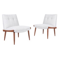 Vintage Walnut Slipper Chairs by Kroehler