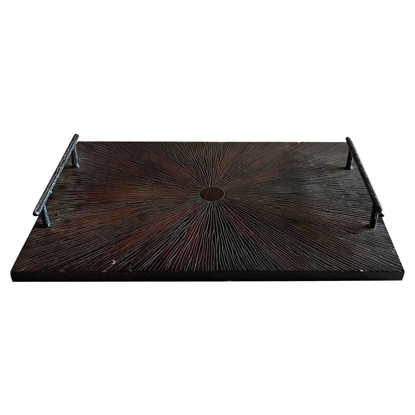 Bandeja de servir de madera vintage europea de mediados de siglo XX