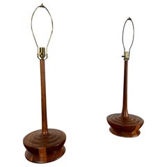 Vintage Danish Modern solid Teak Table Lamps 