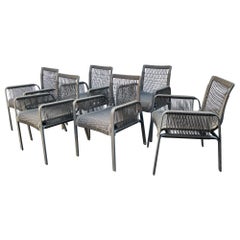6 Holly Hunt Caracal Outdoor  Dining Arm Chairs