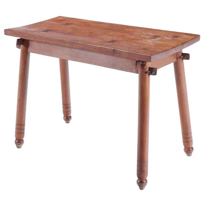 Table console en chêne, style mi-siècle moderne, ferme provinciale française, années 1940