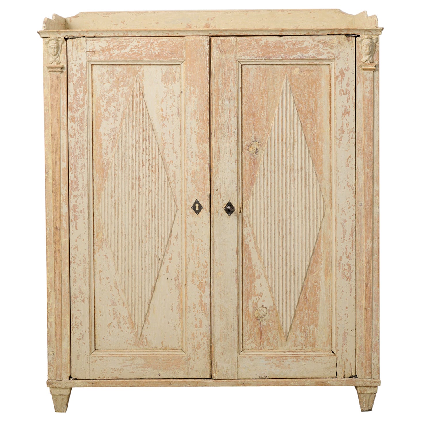 Antique Genuine Swedish Gustavian Neoclassical Handmade Pine Sideboard For Sale