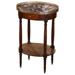 Early 20th Century French Louis Philippe Marble Top Walnut Two-Tier Side Table