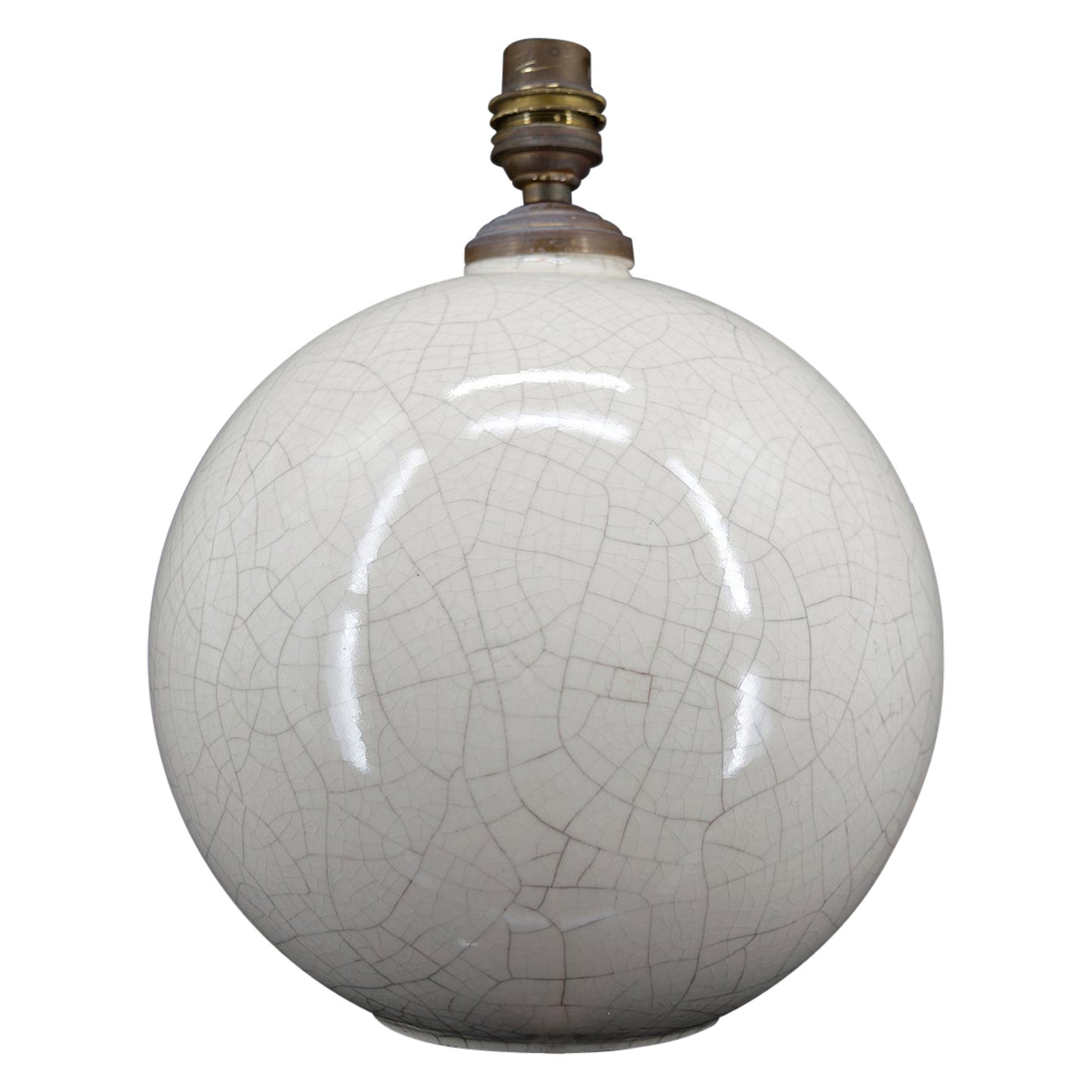 Cracked white ball lamp, attributed to Besnard for Ruhlmann, France, circa 1920 For Sale